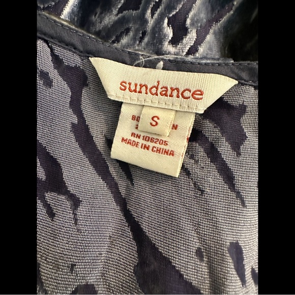 New SUNDANCE Velvet Riches Burnout Peplum Blouse Top Shirt Blue Green Silk Yello - Picture 9 of 12